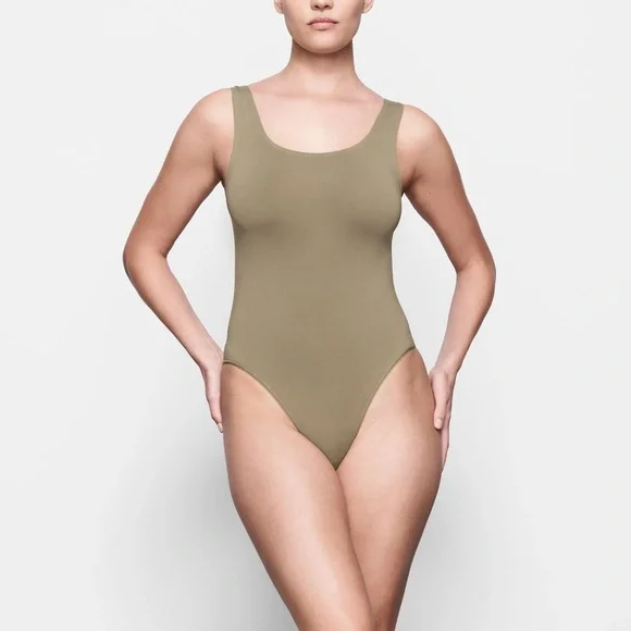 SKIMS, Tops, Nwt Skims Tank Bodysuit In Army Green